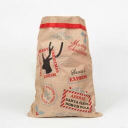 Rackhams Large Vintage Hessian Christmas Stocking Sacks, Brown, 12 Pack, 70 x 50 cm