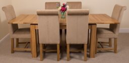 Rackhams Richmond Medium Oak Extendable Dining Table with Washington Fabric Chairs - 6 chairs - Black - thumbnail 5