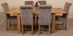 Rackhams Richmond Medium Oak Extendable Dining Table with Washington Fabric Chairs - 6 chairs - Black - thumbnail 3