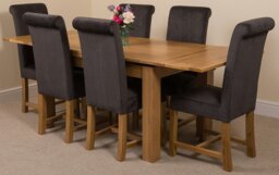 Rackhams Richmond Medium Oak Extendable Dining Table with Washington Fabric Chairs - 6 chairs - Black - thumbnail 6