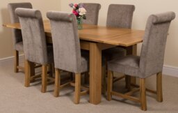 Rackhams Richmond Medium Oak Extendable Dining Table with Washington Fabric Chairs - 6 chairs - Black - thumbnail 2