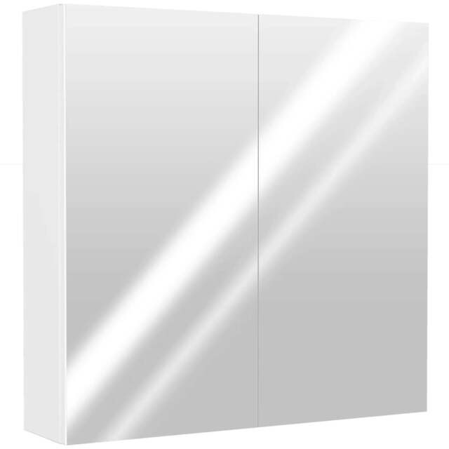 Rackhams 60 x 15 cm Double Door Bathroom Mirror Cabinet - White