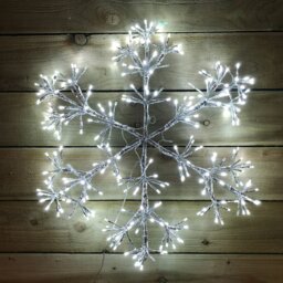 Rackhams Premier 60cm Silver Starburst Snowflake Wall Window Decoration with 300 White LEDs - thumbnail 3