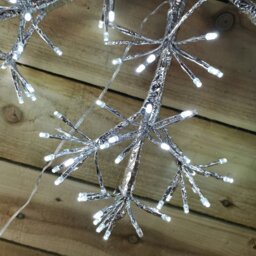 Rackhams Premier 60cm Silver Starburst Snowflake Wall Window Decoration with 300 White LEDs - thumbnail 4