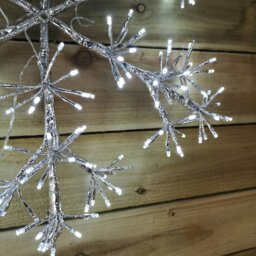 Rackhams Premier 60cm Silver Starburst Snowflake Wall Window Decoration with 300 White LEDs - thumbnail 6