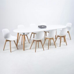 Rackhams Belina Oval Dining Table in White & Oak - Brown - No - White - thumbnail 4