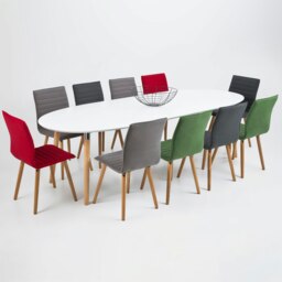 Rackhams Belina Oval Dining Table in White & Oak - Brown - No - White - thumbnail 6