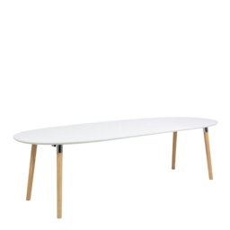 Rackhams Belina Oval Dining Table in White & Oak - Brown - No - White - thumbnail 3