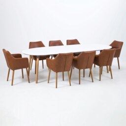 Rackhams Belina Oval Dining Table in White & Oak - Brown - No - White - thumbnail 5