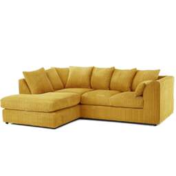 Rackhams Luxor Cord Fabric 4 Seater Corner Sofa Scatter Back - Mustard - Left Hand Facing - thumbnail 1