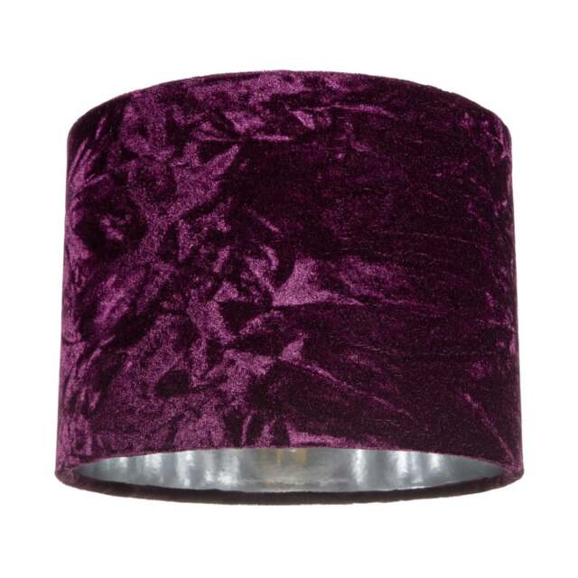 "Rackhams Modern Purple Crushed Velvet 8"" Table/Pendant Lampshade with Shiny Silver Inner" - image 1