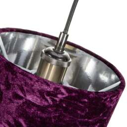 "Rackhams Modern Purple Crushed Velvet 8"" Table/Pendant Lampshade with Shiny Silver Inner" - thumbnail 3