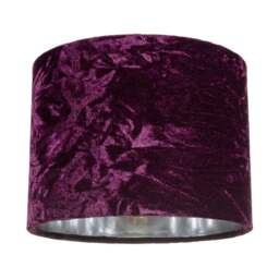 "Rackhams Modern Purple Crushed Velvet 8"" Table/Pendant Lampshade with Shiny Silver Inner"