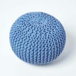 Rackhams Round Cotton Knitted Pouffe Footstool Bean Filled Hand Knitted - Red - thumbnail 4