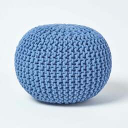 Rackhams Round Cotton Knitted Pouffe Footstool Bean Filled Hand Knitted - Red - thumbnail 2