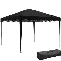 Rackhams 3x3(m) Pop Up Gazebo Marquee Tent for Garden w/ Carry Bag Black - Black - Steel, Oxford Cloth - 295cm x 295cm x 260cm - thumbnail 2