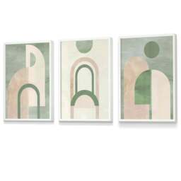 Rackhams Sage Green Boho Arches Set of 3 Framed Wall Art - 42x59cm (A2) - Silver - thumbnail 4