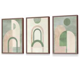 Rackhams Sage Green Boho Arches Set of 3 Framed Wall Art - 42x59cm (A2) - Silver - thumbnail 6