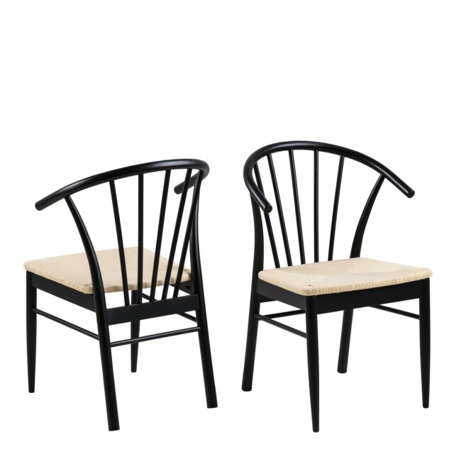 Rackhams Cassandra Dining Chair with Armrest in Black Set of 2 - 1 - image 1