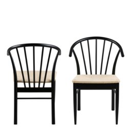 Rackhams Cassandra Dining Chair with Armrest in Black Set of 2 - 1 - thumbnail 2