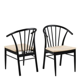 Rackhams Cassandra Dining Chair with Armrest in Black Set of 2 - 1