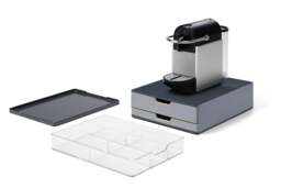 Rackhams COFFEE POINT 2 Drawer Organiser Storage Box for Tea Bags & Pods - Grey - thumbnail 4