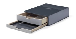Rackhams COFFEE POINT 2 Drawer Organiser Storage Box for Tea Bags & Pods - Grey - thumbnail 3