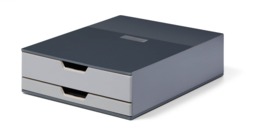 Rackhams COFFEE POINT 2 Drawer Organiser Storage Box for Tea Bags & Pods - Grey
