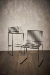 Rackhams Finn Bar Stools - Matt Black - Blue Seat Pad - thumbnail 5