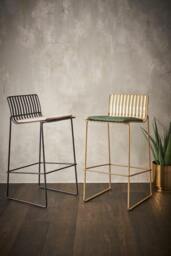 Rackhams Finn Bar Stools - Matt Black - Blue Seat Pad - thumbnail 2