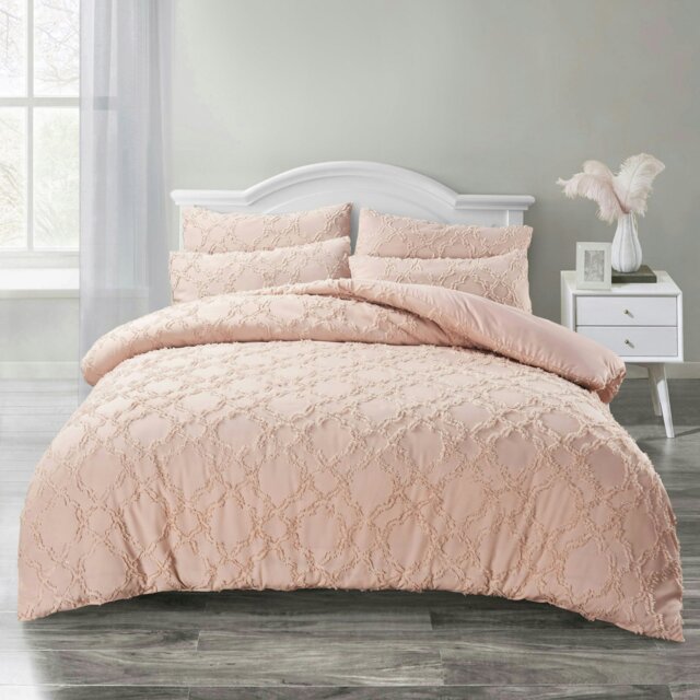 Rackhams Ophelia Tufted Duvet Cover & Pillowcase Set - Blush Pink - King - image 1