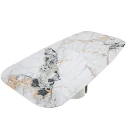 Rackhams Oval Barrel porcelain marble and white steel dining table 1135 - thumbnail 6