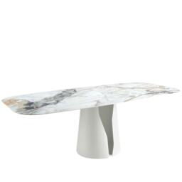 Rackhams Oval Barrel porcelain marble and white steel dining table 1135 - thumbnail 2