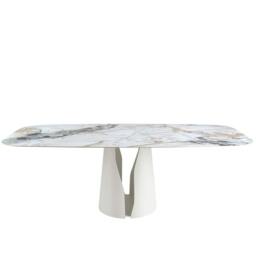 Rackhams Oval Barrel porcelain marble and white steel dining table 1135 - thumbnail 3