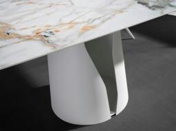 Rackhams Oval Barrel porcelain marble and white steel dining table 1135 - thumbnail 5