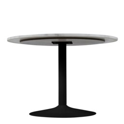 Rackhams Tarifa Round Dining Table with White Polished Marble Top and Black Base - Black - No - White - thumbnail 4