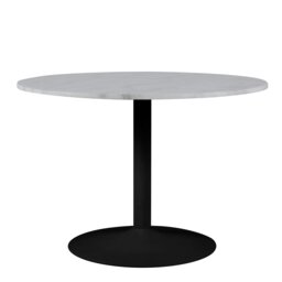 Rackhams Tarifa Round Dining Table with White Polished Marble Top and Black Base - Black - No - White - thumbnail 2