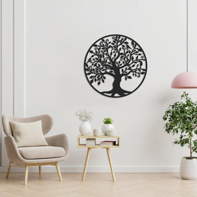 Rackhams Tree of Life with Birds Metal Wall Decor 75x75 - Metal - Black - image 1