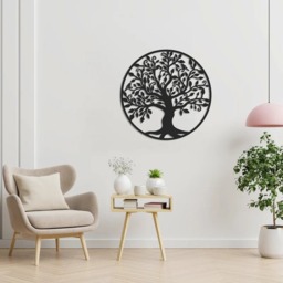 Rackhams Tree of Life with Birds Metal Wall Decor 75x75 - Metal - Black