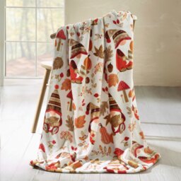 Rackhams Woodland Gonks Cosy Fleece Blanket Throw Natural - 130 x 170 cm - Natural