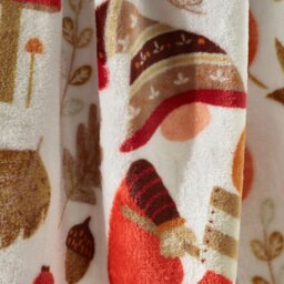 Rackhams Woodland Gonks Cosy Fleece Blanket Throw Natural - 130 x 170 cm - Natural - thumbnail 2