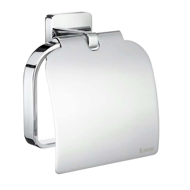Rackhams Polished Chrome Toilet Roll Holder with Lid - image 1