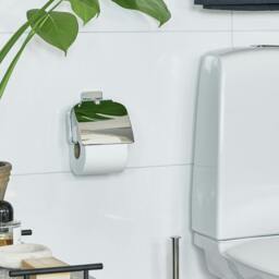 Rackhams Polished Chrome Toilet Roll Holder with Lid - thumbnail 3