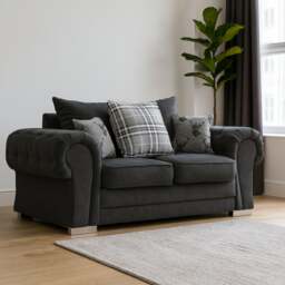 Rackhams Milan Chesterfield Fabric 3 Piece Sofa Suite - Scatter Back - Grey - thumbnail 2