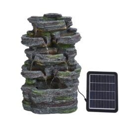 Rackhams Solar Rock Garden Water Feature Fountain with Lights - thumbnail 4