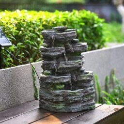 Rackhams Solar Rock Garden Water Feature Fountain with Lights - thumbnail 2
