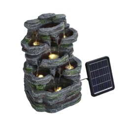 Rackhams Solar Rock Garden Water Feature Fountain with Lights - thumbnail 5