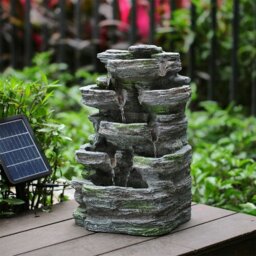 Rackhams Solar Rock Garden Water Feature Fountain with Lights - thumbnail 3