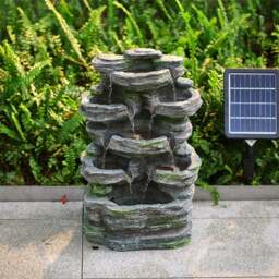 Rackhams Solar Rock Garden Water Feature Fountain with Lights - thumbnail 1