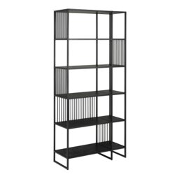 Rackhams Strington Bookcase with 5 Shelves in Black - 1 - Black - Wood